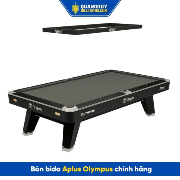 Bàn bida Aplus Olympus chính hãng, thiết kế hiện đại, độ bền cao, phù hợp thi đấu và giải trí tại nhà, được sản xuất và phân phối bởi Quang Huy Billiards.