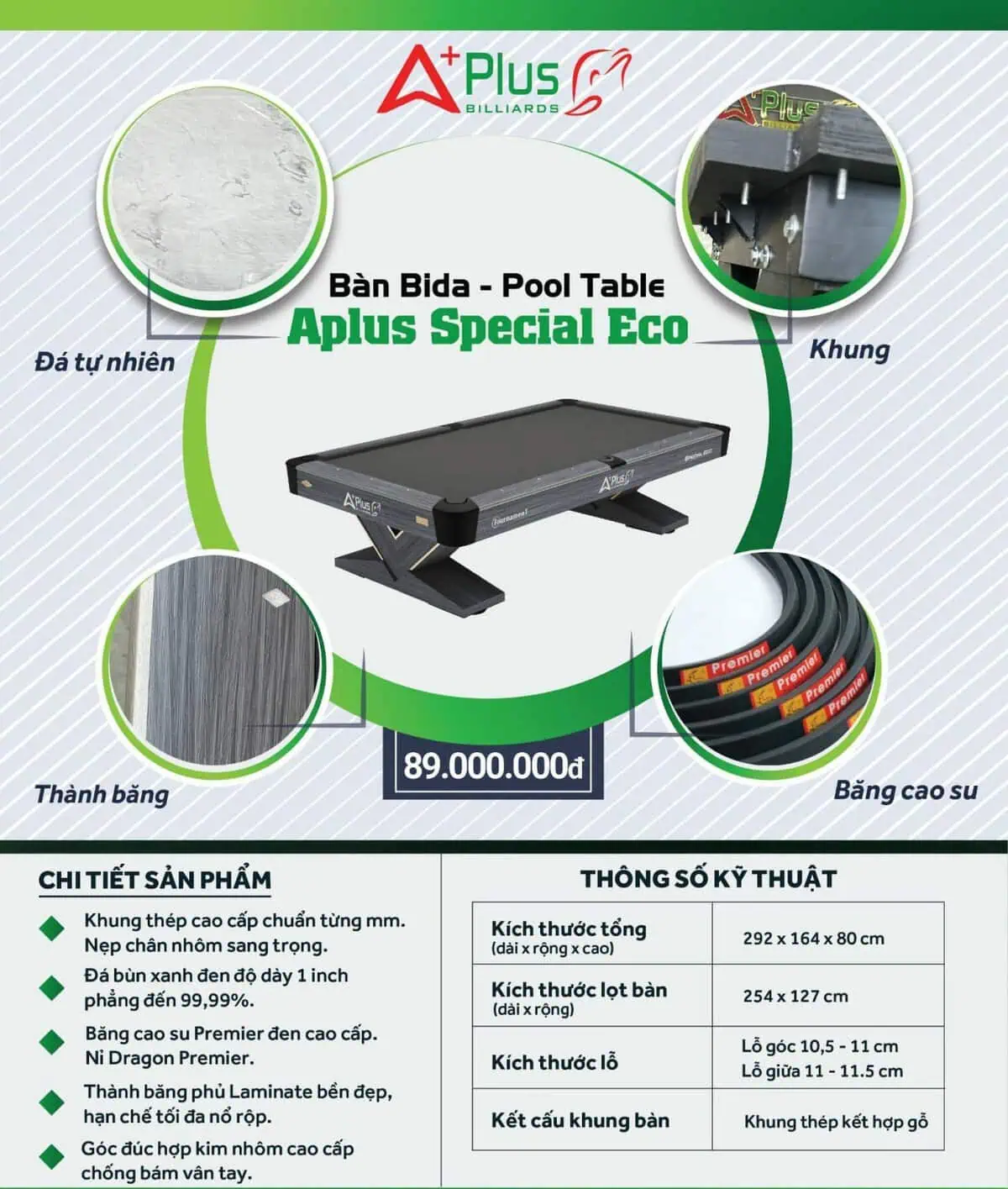 Ban bi a Aplus Eco Quang Huy Billiards 7 1
