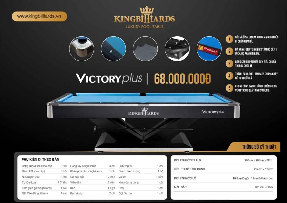 BÀN BI-A KINGBILLIARDS VICTORY PLUS - Ảnh 11