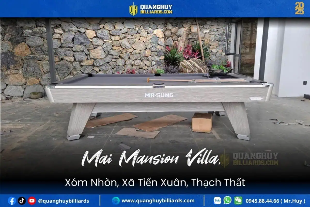 Lắp đặt 1 bàn bi a Mr-Sung liên doanh tại Thạch Thất, Hà Nội | Mai Mansion Villa