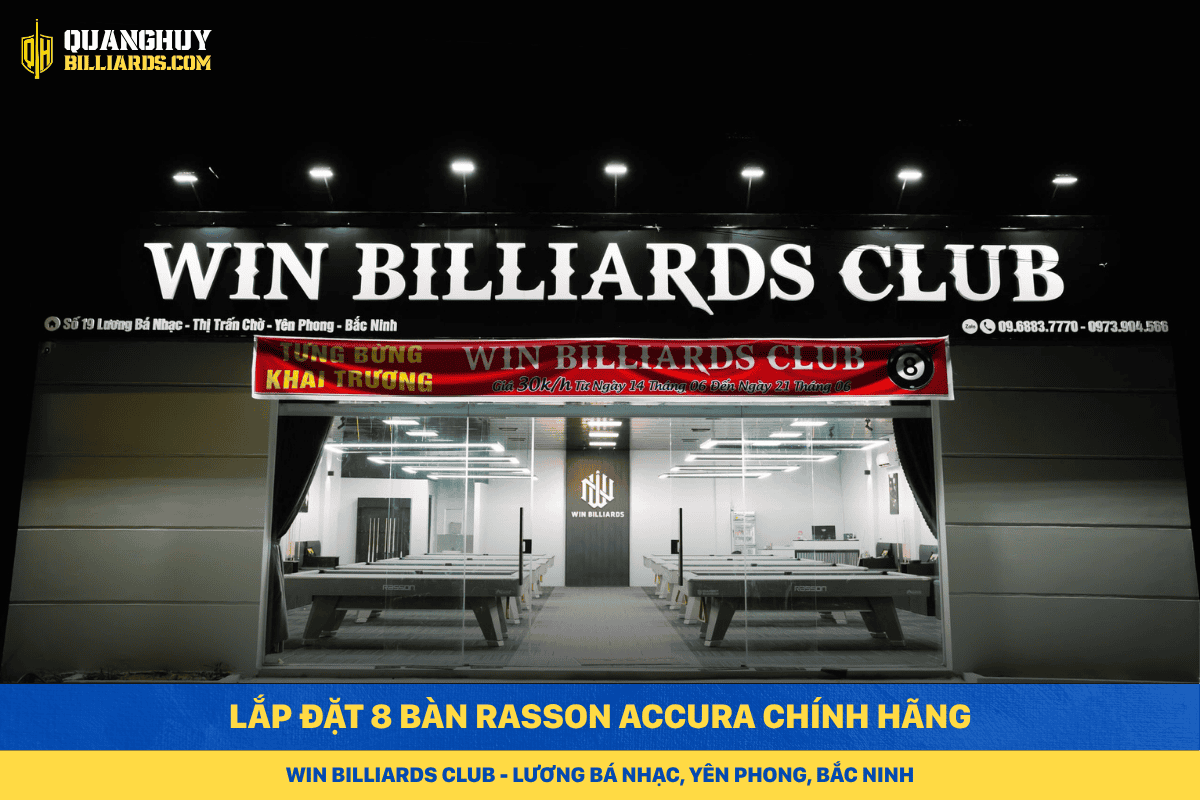 Lap dat 8 ban Rasson Accura chinh hang tai Yen Phong Bac Ninh Win Billiards Club