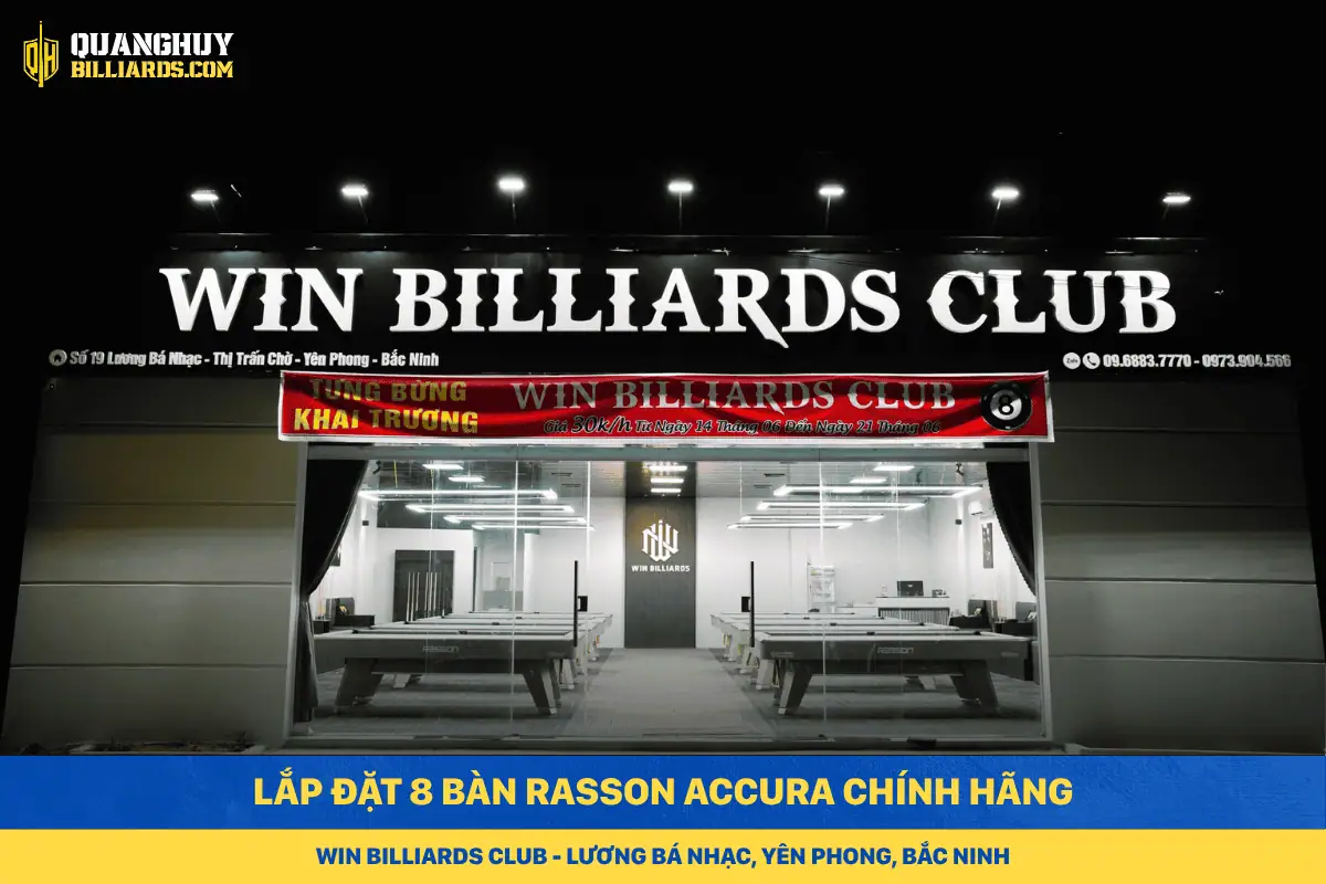Lap dat 8 ban Rasson Accura chinh hang tai Yen Phong Bac Ninh Win Billiards Club