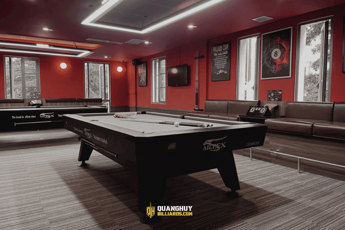 Quang Huy Billiards lap dat ban bida tai Phu Quoc. Ban giao 4 ban bida Aileex Crown S24 Luuxry tai Paralia Billiards Club 9